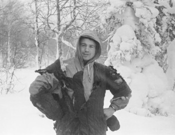 Slobodin in a burned quilted jacket. A watch is visible on his left hand. Feb 1.