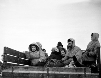 26 Jan 1959, Dyatlov group is in the back of of Gaz-63. Weather is cold and windy. They will try to protect themselves with a tent, but Yudin will still get sick.