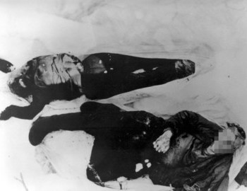 The bodies of Lyudmila Dubinina and Nikolay Thibeaux-Brignolle