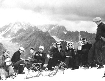 Zina is frontal holding her glasses, fourth from the right. 1957 Caucasus